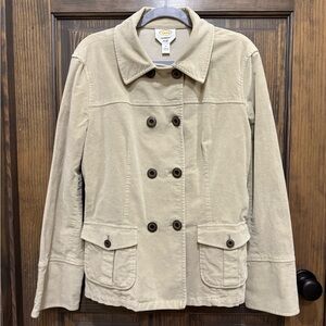 Vintage Talbots Ladies Tan Double-breasted Velour Light Jacket